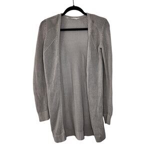 Athleta Open Knit Cardigan Light Grey Size XS Athleisure Women's Cotton Nylon